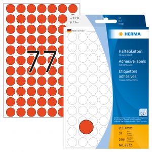Etykiety samoprzylepne Herma okrągłe kropki 13mm czerwone